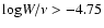 $ {\rm log} W/\nu >-4.75$