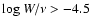 $ {\rm log}~W/\nu >
-4.5$