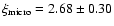 $\xi_{\rm micro} = 2.68 \pm 0.30$