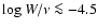 $ {\rm log}~W/\nu \la -4.5$