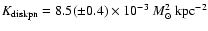$K_{\rm {diskpn}}=8.5(\pm0.4)\times10^{-3}~{M}_{\odot}^2~\mbox{kpc}^{-2}$