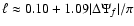 $\ell \approx 0.10
+ 1.09\vert\Delta \Psi_{f}\vert/\pi$