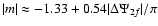 $\vert m\vert \approx -1.33 + 0.54\vert\Delta \Psi_{2f}\vert/\pi$