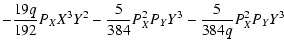 $\displaystyle -\frac{19 q}{192} P_{X} X^3 Y^2-\frac{5}{384} P_{X}^2 P_{Y} Y^3 -
\frac{5}{384 q} P_{X}^2 P_{Y} Y^3$