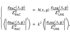 \begin{displaymath}\left\{ \begin{array}{lll}
~~~\frac{\textstyle \varepsilon _...
...E _{\rm UNI}^0} \bigg\vert^2 \bigg\rangle,
\end{array} \right. \end{displaymath}