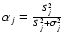 $\alpha_j = \frac{S_j^2}{S_j^2+\sigma_j^2}$