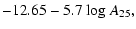 $\displaystyle -12.65 -5.7~{\rm log}~{A}_{25},$
