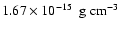 $1.67 \times 10^{-15} ~\mbox{ g~cm}^{-3}$