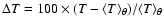 $\Delta T = \mbox{100}\times (T - \langle T \rangle_{\theta}) / \langle T \rangle_{\theta}$