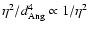 $\eta^2/d_{\rm Ang}^4\propto 1/\eta^2$