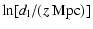 $\displaystyle \ln[d_{\rm l} / (z ~{\rm Mpc})]$