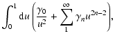 $\displaystyle \int_0^1{{\rm d}u \left( \frac{\gamma_0}{u^2} + \sum_1^\infty{\gamma_n u^{2n-2}}\right)},$