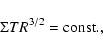 \begin{displaymath}\Sigma T R^{3/2} ={\rm const}.,
\end{displaymath}