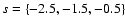$s=\{-2.5,-1.5,-0.5\}$