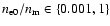 $n_{\rm e0}/n_{\rm m}\in\{0.001,1\}$