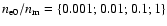 $n_{\rm e0}/n_{\rm m} = \{0.001;0.01;0.1;1\}$
