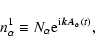 \begin{displaymath}
n^1_{\alpha}\equiv N_{\alpha}{\rm e}^{{\rm i}{\vec{kA}_{\alpha}}(t)},
\end{displaymath}