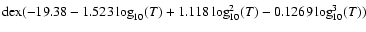 ${\rm dex}(-19.38-1.523\log_{10}(T)+1.118\log_{10}^2(T)-0.1269\log_{10}^3(T))$
