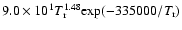 $9.0\times10^1T_{\rm r}^{1.48}{\rm exp}(-335000/T_{\rm r})$