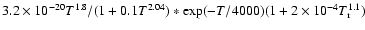 $3.2\times10^{-20}T^{1.8}/(1+0.1T^{2.04})*{\rm exp}(-T/4000)(1+2\times10^{-4}T_{\rm r}^{1.1}) $