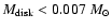 $M_{\rm disk}<0.007~M_{\odot}$
