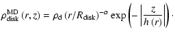 $\displaystyle \rho^{\rm MD}_{\rm disk}\left(r,z\right)=\rho_{\rm d}
\left(r/R_{...
...{-\alpha}
\exp\left(-\left\vert\frac{z}{h\left(r\right)}\right\vert\right)\cdot$