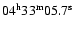$\rm04^h33^m05.7^s$