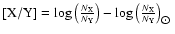 ${\rm [X/Y]}=\log{\left(\frac{N_{\rm X}}{N_{\rm Y}}\right)}-\log{\left(\frac{N_{\rm X}}{N_{\rm Y}}\right)}_{\hbox{$\odot$ }}$