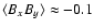 $\langle B_x B_y \rangle\approx-0.1$