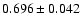 $ 0.696 \pm 0.042$