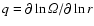 $q=\partial\ln\varOmega/\partial\ln r$