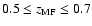 $0.5\leq z_{\rm MF}\leq0.7$