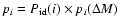 $p_i=P_{\rm id}(i)\times p_i(\Delta M)$