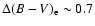 $\Delta(B-V)_{\rm e}\sim 0.7$