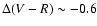 $\Delta(V-R)\sim-0.6$