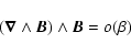 \begin{displaymath}%
(\vec{\nabla} \wedge \vec{B}) \wedge \vec{B} = o(\beta)
\end{displaymath}