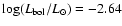 $\log(L_{\rm bol}/L_{\odot})= -2.64$