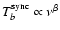 $ T_b^{\rm sync} \propto\nu^\beta$