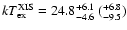 $kT_{\rm ex}^{\rm XIS}=24.8^{+6.1}_{-4.6}~
(^{+6.8}_{-9.5})$