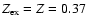$Z_{\rm ex}=Z=0.37$