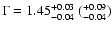 $\Gamma=1.45^{+0.03}_{-0.04}~(^{+0.09}_{-0.04})$