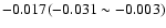 $-0.017(-0.031\sim -0.003)$