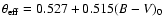 $\theta_{\rm eff} = 0.527 + 0.515(B-V)_{0}$