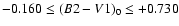 $-0.160 \leq (B2-V1)_{0} \leq +0.730$