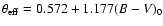 $\theta_{\rm eff} = 0.572 + 1.177(B-V)_{0}$