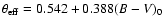 $\theta_{\rm eff} = 0.542 + 0.388(B-V)_{0}$