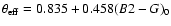 $\theta_{\rm eff} = 0.835 + 0.458(B2-G)_{0}$