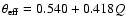 $\theta_{\rm eff} = 0.540 + 0.418Q$