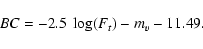 \begin{displaymath}BC = -2.5~\log(F_{t})-m_{v}-11.49.\end{displaymath}