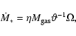 \begin{displaymath}\dot{M}_{*}=\eta M_{\rm gas} \vartheta^{-1} \Omega ,
\end{displaymath}
